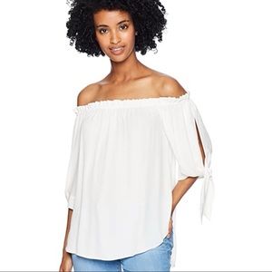 BCBG MaxAzria Off the Shoulder split sleeve top